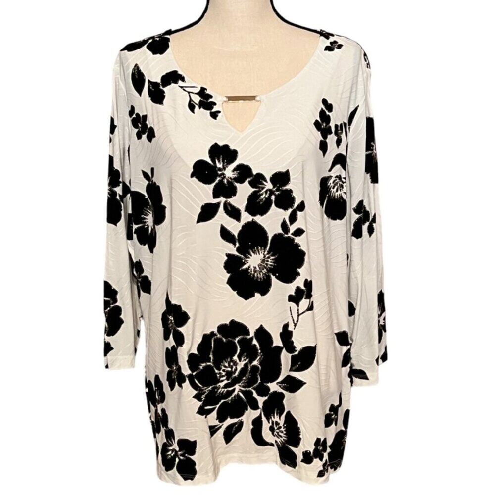 JM Collection Black & White Tunic Size 2X